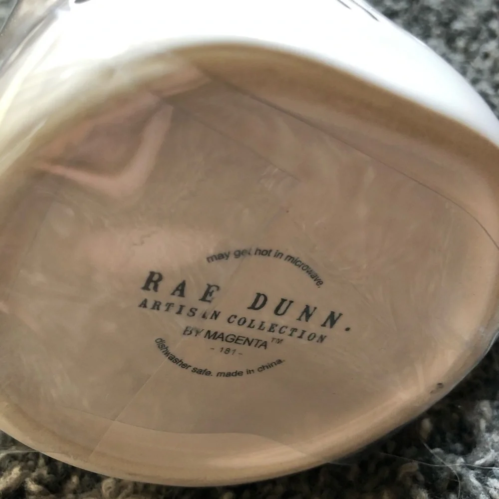 Rae Dunn White Mug with Blue Shark Lid 